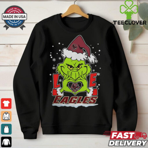The Grinch Love Heart 2024 Boston College Eagles Football Christmas Shirt