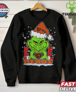 The Grinch Love Heart 2024 Chicago Bears Football Christmas Shirt