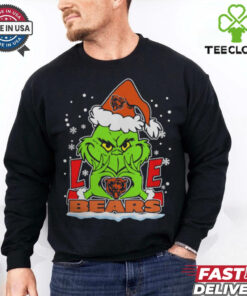 The Grinch Love Heart 2024 Chicago Bears Football Christmas Shirt