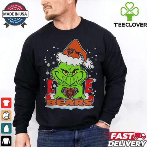 The Grinch Love Heart 2024 Chicago Bears Football Christmas Shirt
