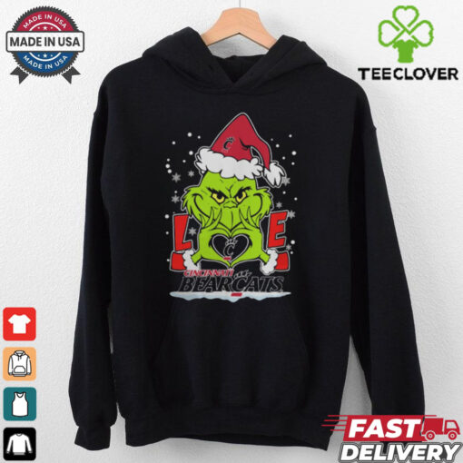The Grinch Love Heart 2024 Cincinnati Bearcats Football Christmas Shirt