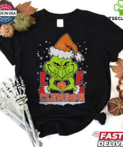 The Grinch Love Heart 2024 Clemson Tigers Football Christmas Shirt