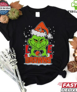The Grinch Love Heart 2024 Cleveland Browns Football Christmas Shirt