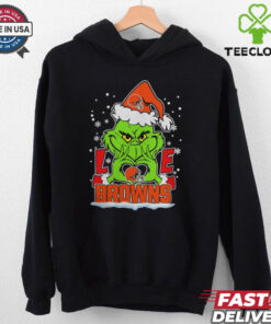 The Grinch Love Heart 2024 Cleveland Browns Football Christmas Shirt