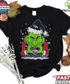 The Grinch Love Heart 2024 Denver Broncos Football Christmas Shirt