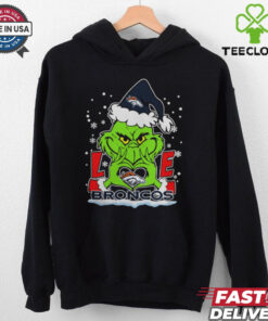 The Grinch Love Heart 2024 Denver Broncos Football Christmas Shirt
