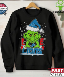 The Grinch Love Heart 2024 Detroit Lions Football Christmas Shirt