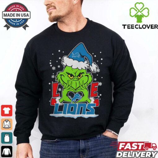 The Grinch Love Heart 2024 Detroit Lions Football Christmas Shirt