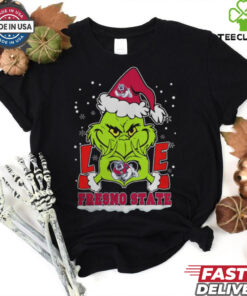 The Grinch Love Heart 2024 Fresno State Bulldogs Football Christmas Shirt