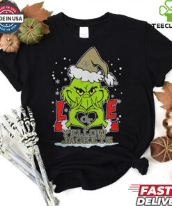 The Grinch Love Heart 2024 Georgia Tech Yellow Jackets Football Christmas Shirt