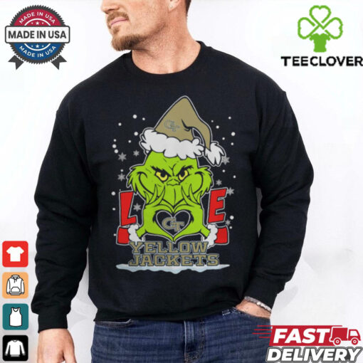The Grinch Love Heart 2024 Georgia Tech Yellow Jackets Football Christmas Shirt
