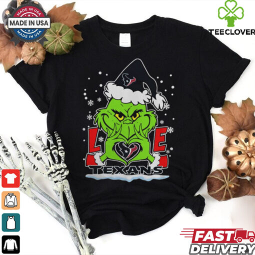 The Grinch Love Heart 2024 Houston Texans Football Christmas Shirt