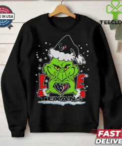 The Grinch Love Heart 2024 Houston Texans Football Christmas Shirt