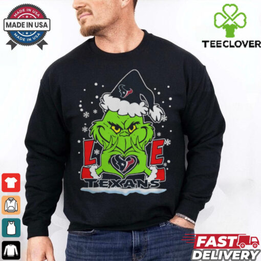 The Grinch Love Heart 2024 Houston Texans Football Christmas Shirt