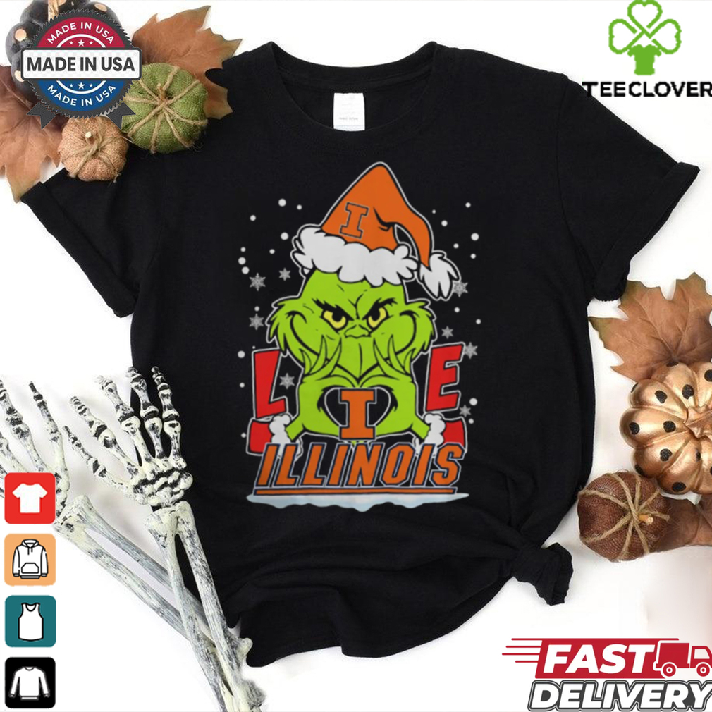 The Grinch Love Heart 2024 Illinois Fighting Illini Football Christmas Shirt The Grinch Love Heart 2024 Illinois Fighting Illini Football Christmas Shirt