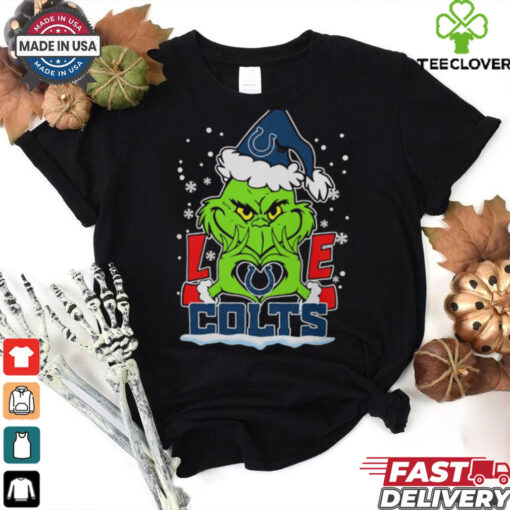 The Grinch Love Heart 2024 Indianapolis Colts Football Christmas Shirt