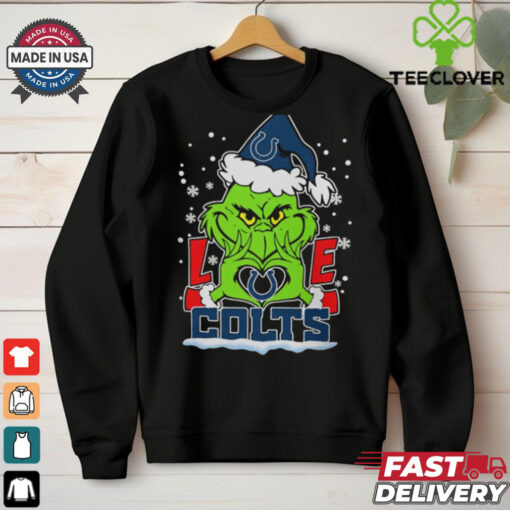 The Grinch Love Heart 2024 Indianapolis Colts Football Christmas Shirt