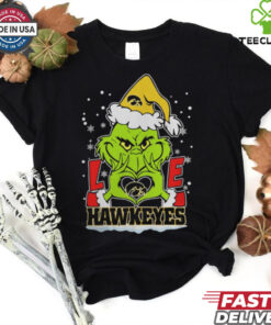 The Grinch Love Heart 2024 Iowa Hawkeyes Football Christmas Shirt