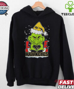 The Grinch Love Heart 2024 Iowa Hawkeyes Football Christmas Shirt