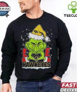 The Grinch Love Heart 2024 Iowa Hawkeyes Football Christmas Shirt