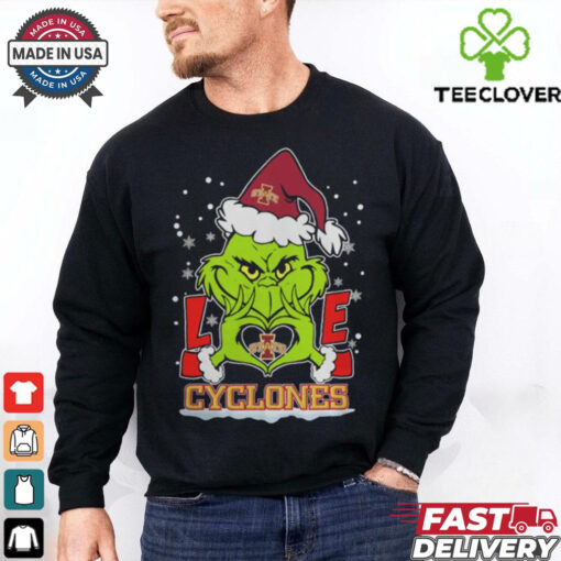 The Grinch Love Heart 2024 Iowa State Cyclones Football Christmas Shirt