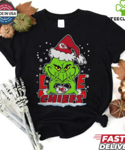 The Grinch Love Heart 2024 Kansas City Chiefs Football Christmas Shirt