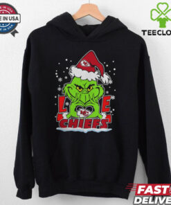 The Grinch Love Heart 2024 Kansas City Chiefs Football Christmas Shirt