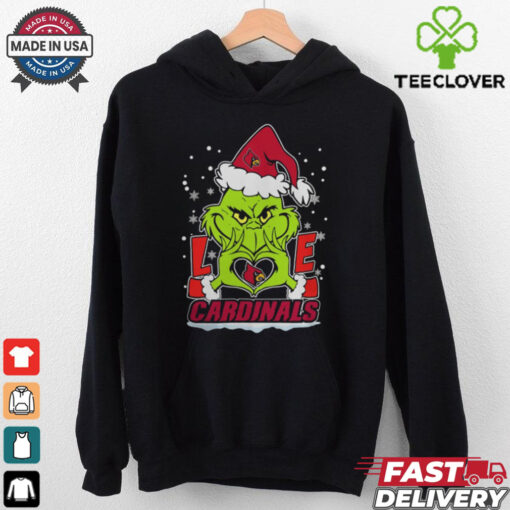 The Grinch Love Heart 2024 Louisville Cardinals Football Christmas Shirt