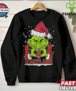 The Grinch Love Heart 2024 Maryland Terrapins Football Christmas Shirt