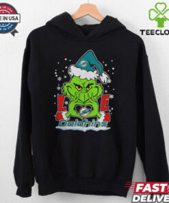 The Grinch Love Heart 2024 Miami Dolphins Football Christmas Shirt