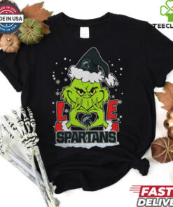 The Grinch Love Heart 2024 Michigan State Spartans Football Christmas Shirt