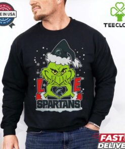 The Grinch Love Heart 2024 Michigan State Spartans Football Christmas Shirt