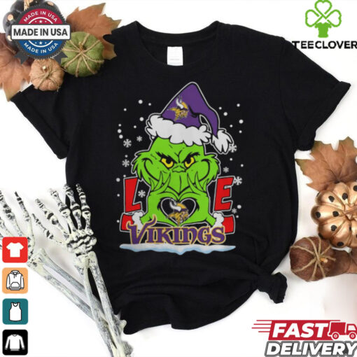 The Grinch Love Heart 2024 Minnesota Vikings Football Christmas Shirt