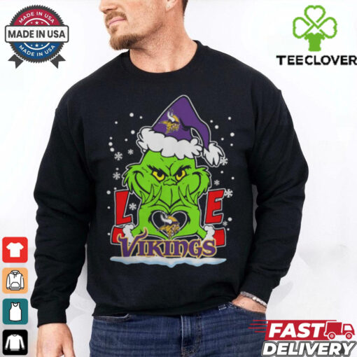 The Grinch Love Heart 2024 Minnesota Vikings Football Christmas Shirt