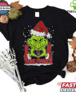 The Grinch Love Heart 2024 NC State Wolfpack Football Christmas Shirt