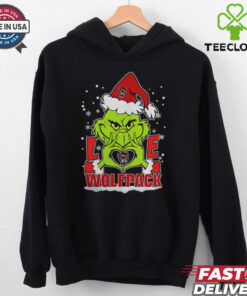 The Grinch Love Heart 2024 NC State Wolfpack Football Christmas Shirt