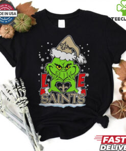 The Grinch Love Heart 2024 New Orleans Saints Football Christmas Shirt
