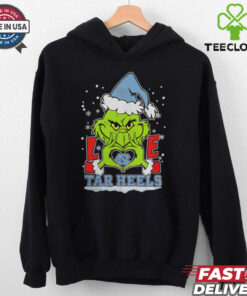 The Grinch Love Heart 2024 North Carolina Tar Heels Football Christmas Shirt