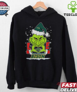 The Grinch Love Heart 2024 North Dakota State Bison Football Christmas Shirt
