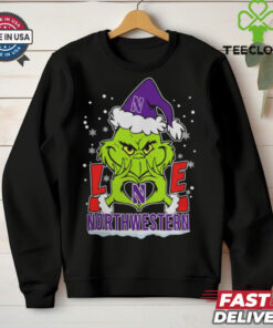 The Grinch Love Heart 2024 Northwestern Wildcats Football Christmas Shirt