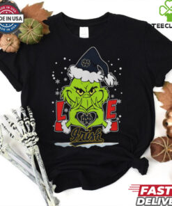 The Grinch Love Heart 2024 Notre Dame Fighting Irish Football Christmas Shirt