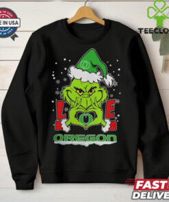 The Grinch Love Heart 2024 Oregon Ducks Football Christmas Shirt