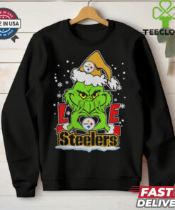 The Grinch Love Heart 2024 Pittsburgh Steelers Football Christmas Shirt