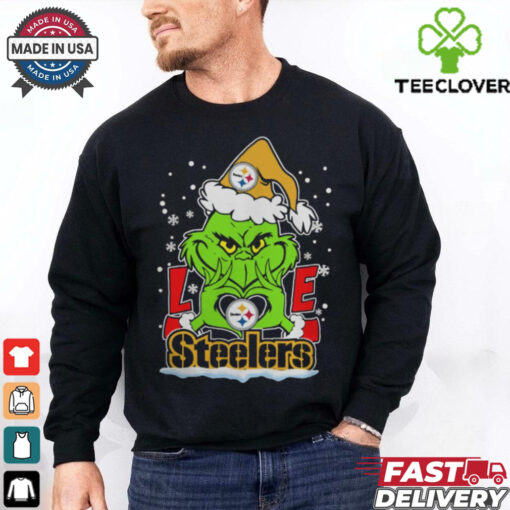 The Grinch Love Heart 2024 Pittsburgh Steelers Football Christmas Shirt