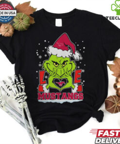 The Grinch Love Heart 2024 SMU Mustangs Football Christmas Shirt