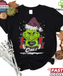 The Grinch Love Heart 2024 Temple Owls Football Christmas Shirt