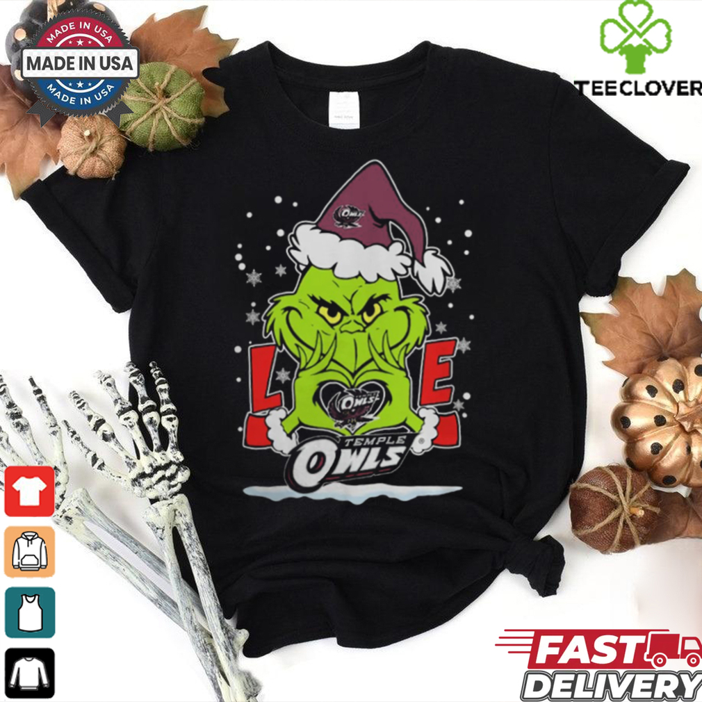 The Grinch Love Heart 2024 Temple Owls Football Christmas Shirt The Grinch Love Heart 2024 Temple Owls Football Christmas Shirt