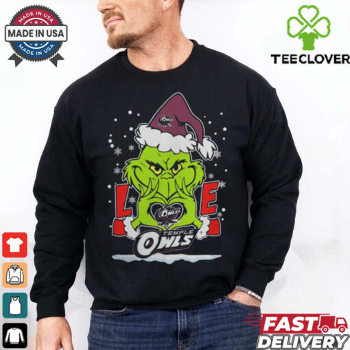 The Grinch Love Heart 2024 Temple Owls Football Christmas Shirt
