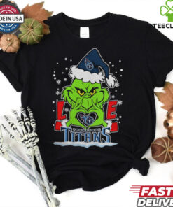 The Grinch Love Heart 2024 Tennessee Titans Football Christmas Shirt