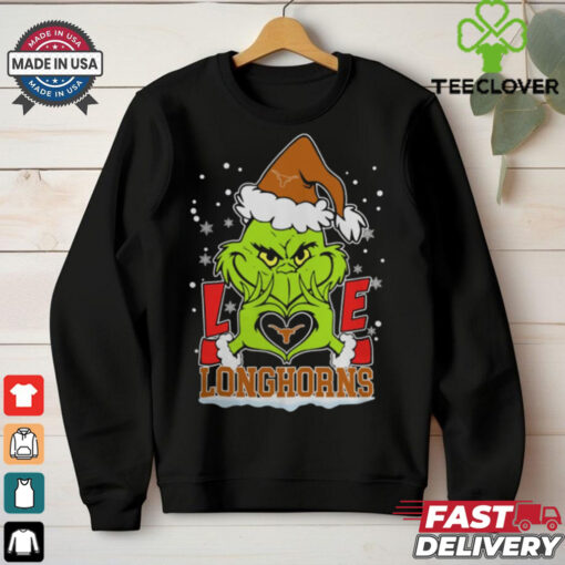 The Grinch Love Heart 2024 Texas Longhorns Football Christmas Shirt